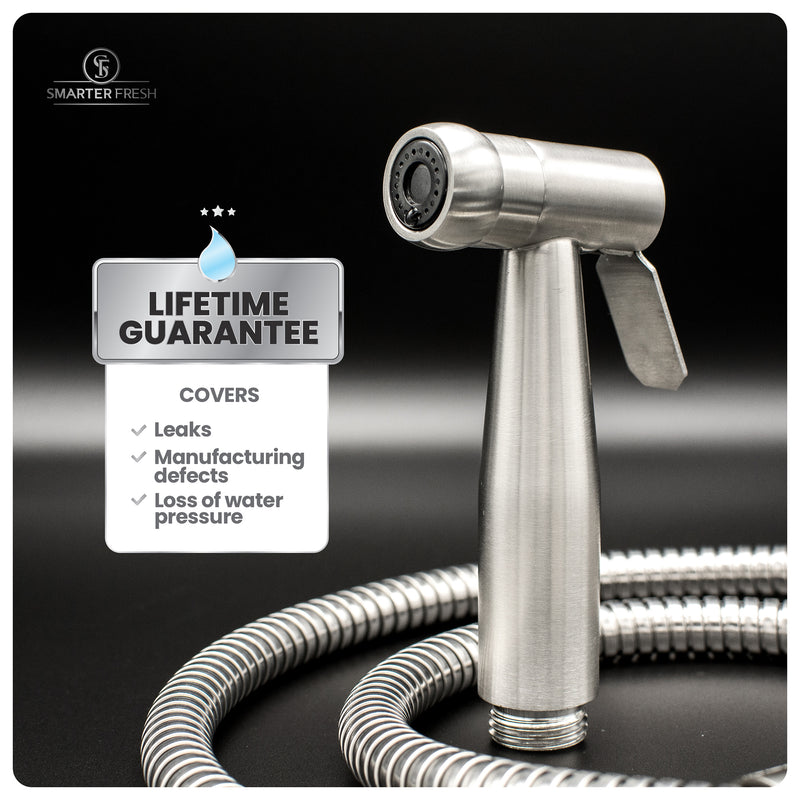 SmarterFresh Luxury Hand Held Bidet Sprayer - Superior Pressure Control Shattaf - Complete Stainless Steel Diaper Sprayer Hand Bidet Set for Toilet